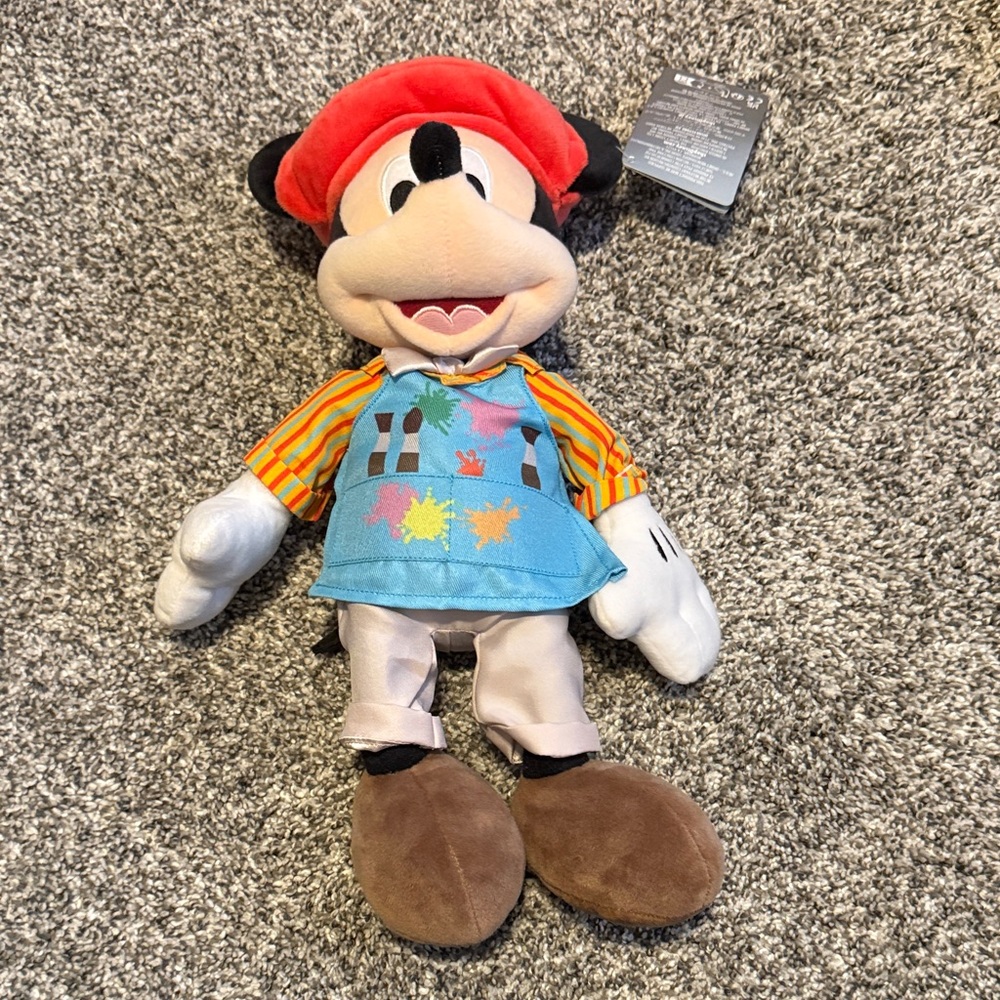 Disney Mickey Mouse Artist Plush Riviera Resort with Red Hat and Blue Shirt NWT